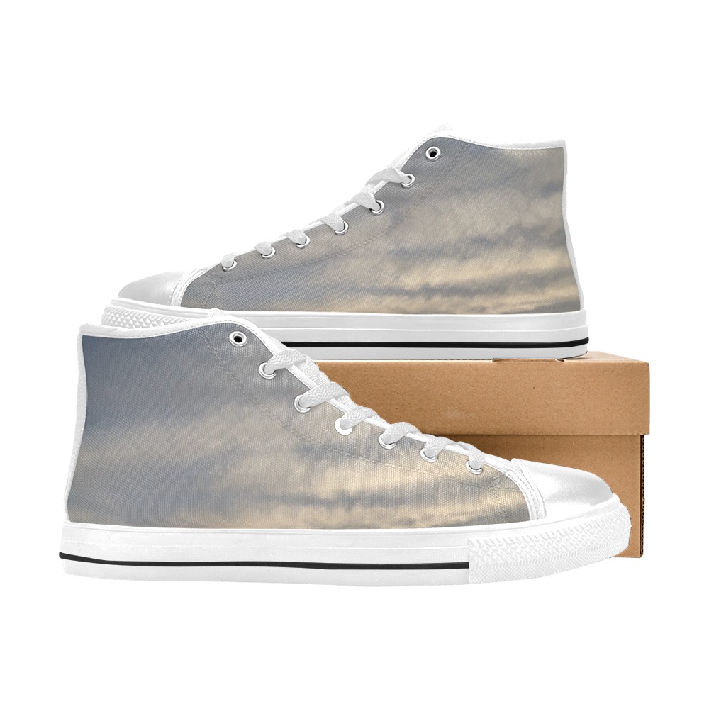 Rippled Cloud Collection High Top Canvas Shoes for Kid (Model 017)