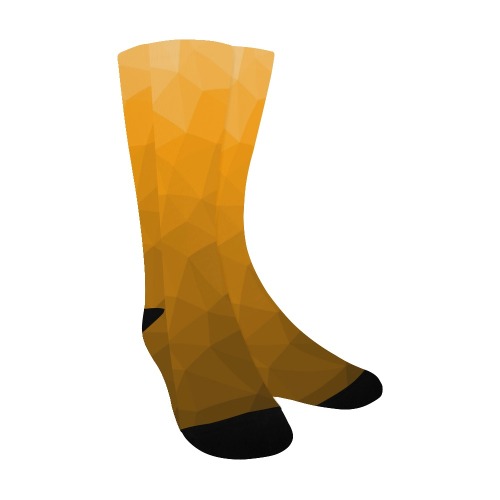 Orange gradient geometric mesh pattern Men's Custom Socks