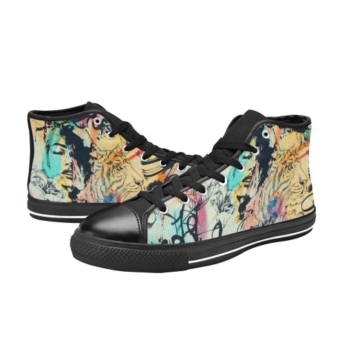 Graffiti-colorful Women's Classic High Top Canvas Shoes (Model 017)