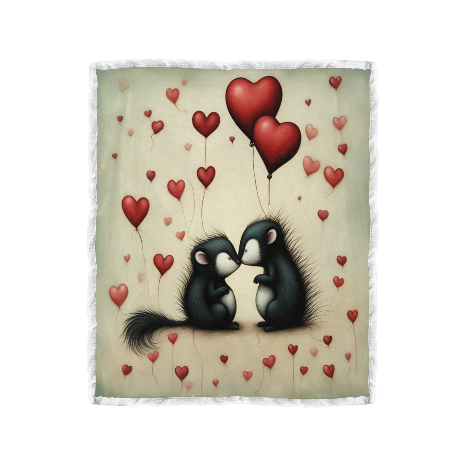 Skunk Love 1 Double Layer Short Plush Blanket 50"x60"