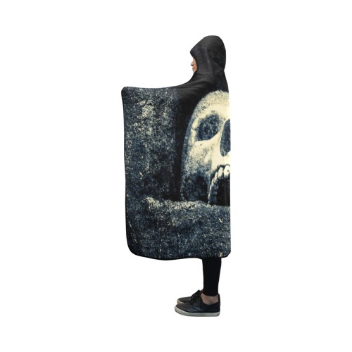 White Human Skull In A Pagan Shrine Halloween Cool Hooded Blanket 50''x40''