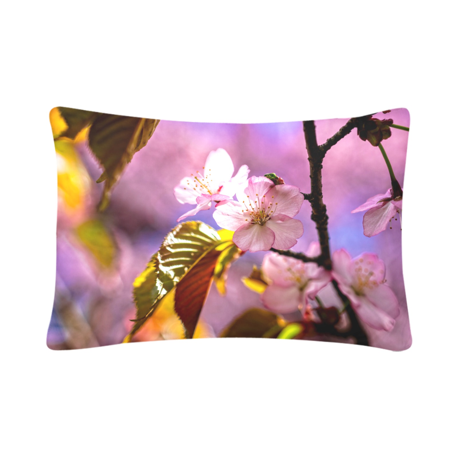 Sakura cherry flowers bloom in the secret garden. Custom Pillow Case 20"x 30" (One Side) (Set of 2)