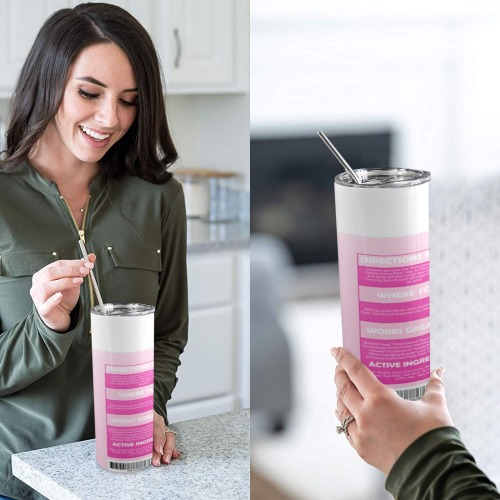 Bitchpinkleopard 20oz Tall Skinny Tumbler with Lid and Straw