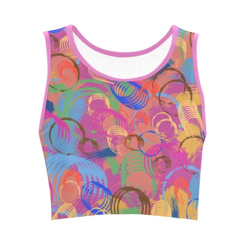 Paint and Rings Abstract Women's Crop Top (Model T42)