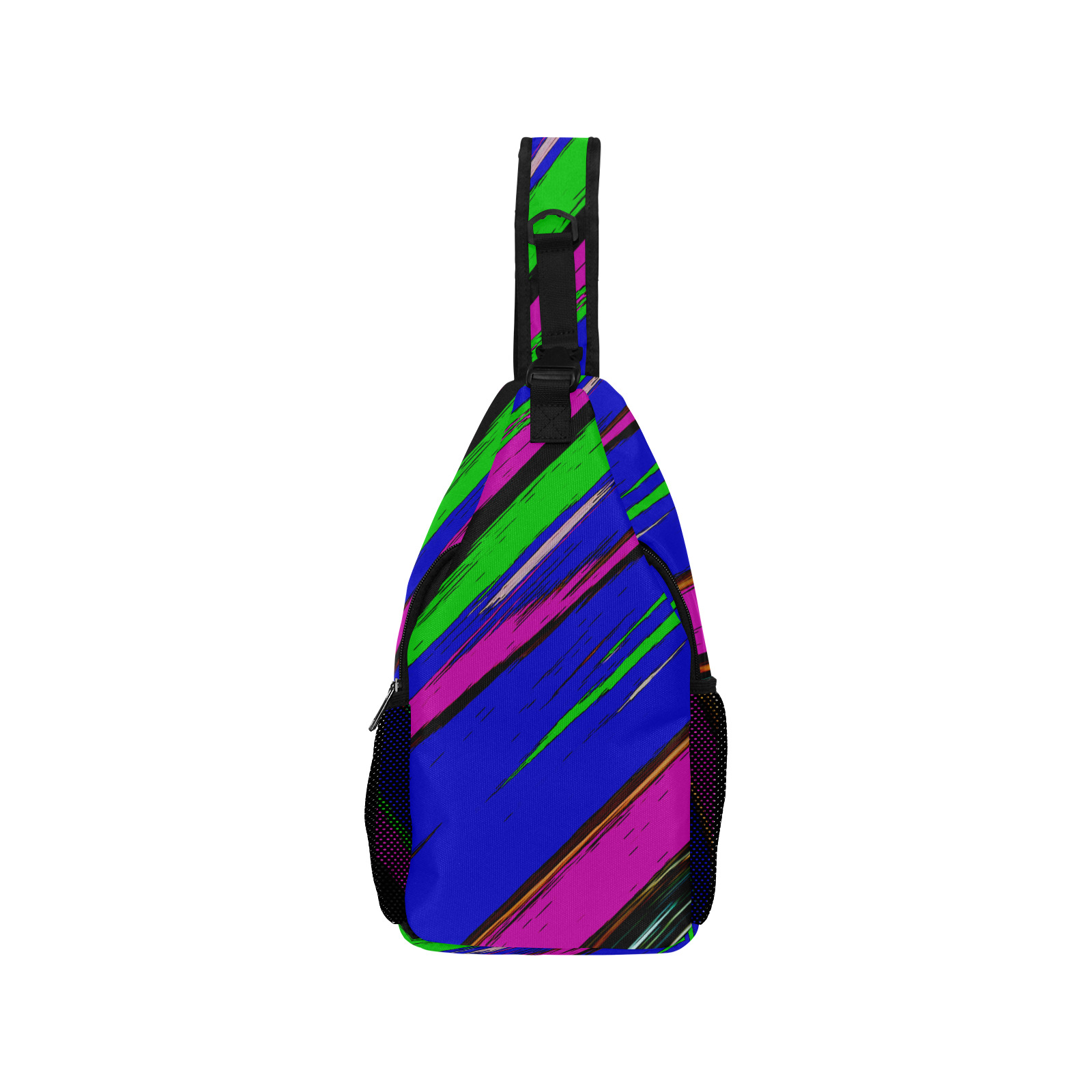 Diagonal Green Blue Purple And Black Abstract Art Men's Casual Chest Bag (Model 1729)