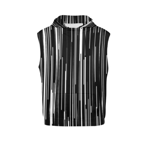 Black White Broken Stripe All Over Print Sleeveless Hoodie for Men (Model H15)