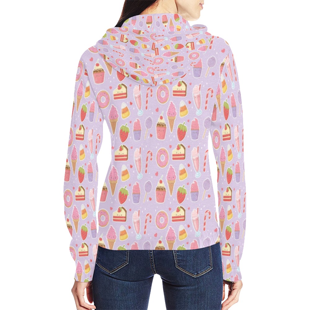 Ice cream candy All Over Print Full Zip Hoodie for Women (Model H14)
