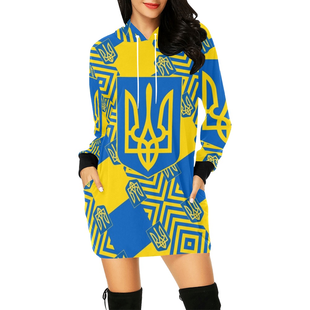 UKRAINE 2 All Over Print Hoodie Mini Dress (Model H27)
