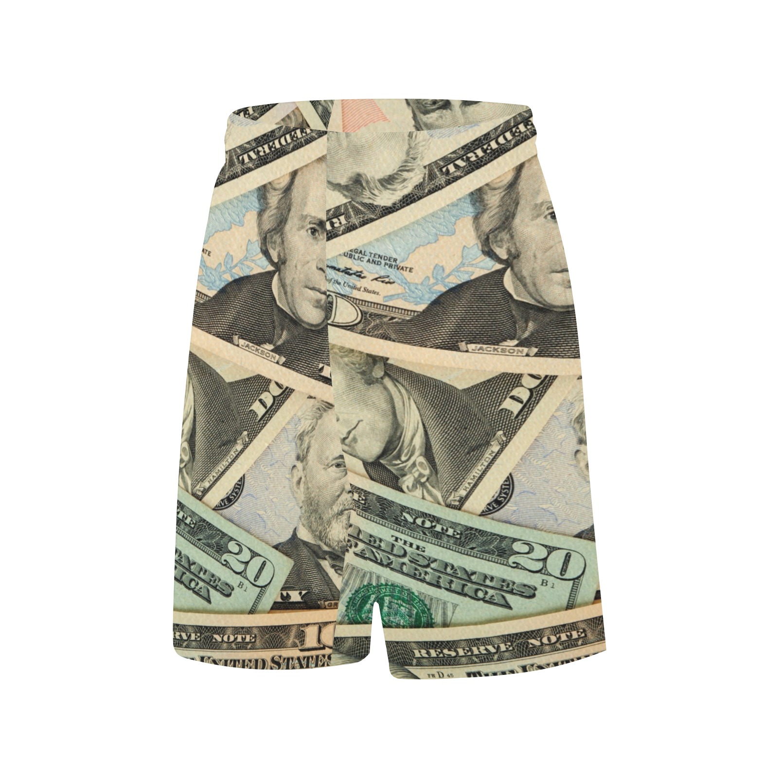 US PAPER CURRENCY All Over Print Basketball Shorts with Pocket