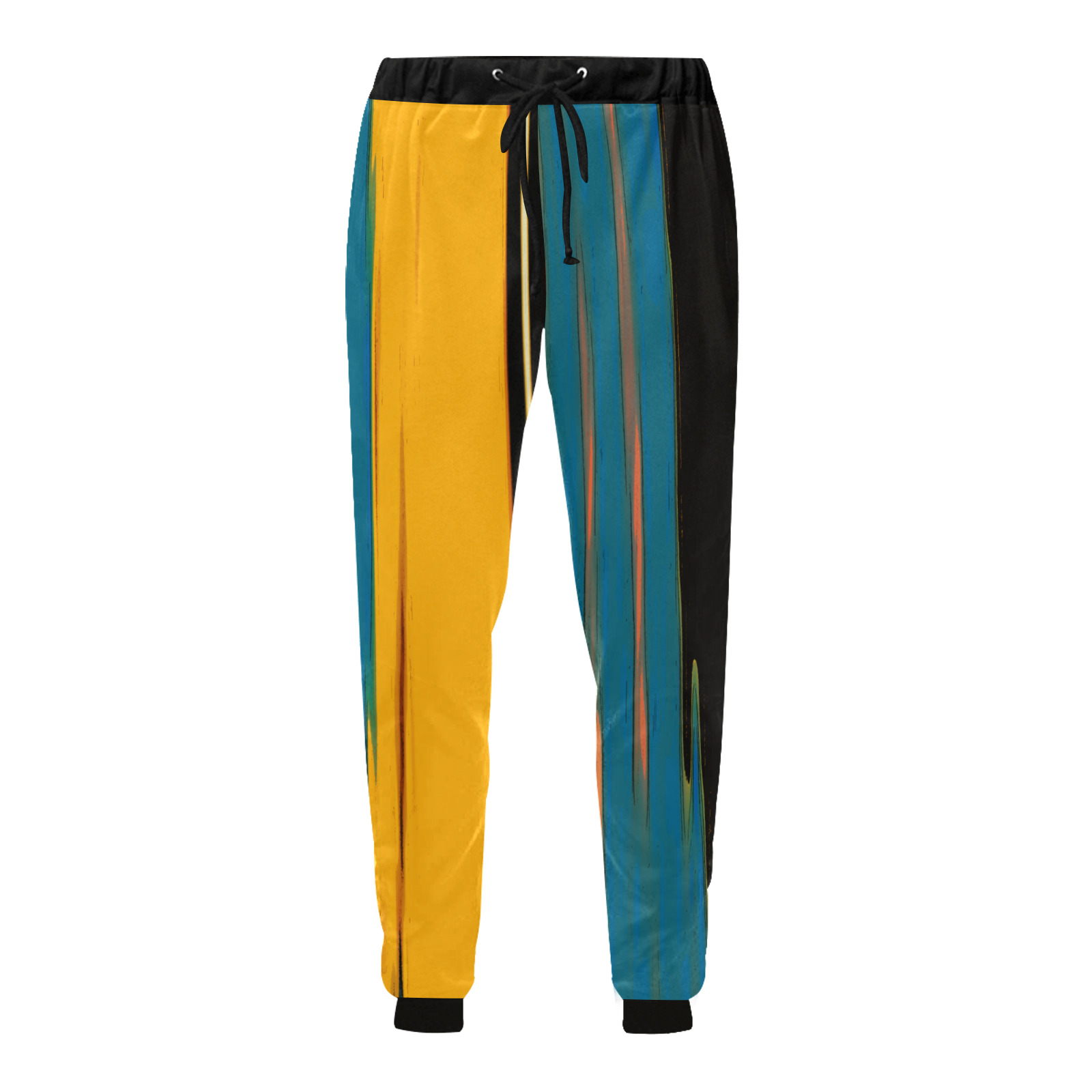 Black Turquoise And Orange Go! Abstract Art Unisex All Over Print Sweatpants (Model L11)