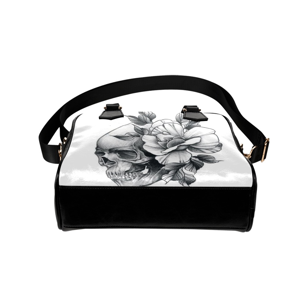 black and white skull Shoulder Handbag (Model 1634)
