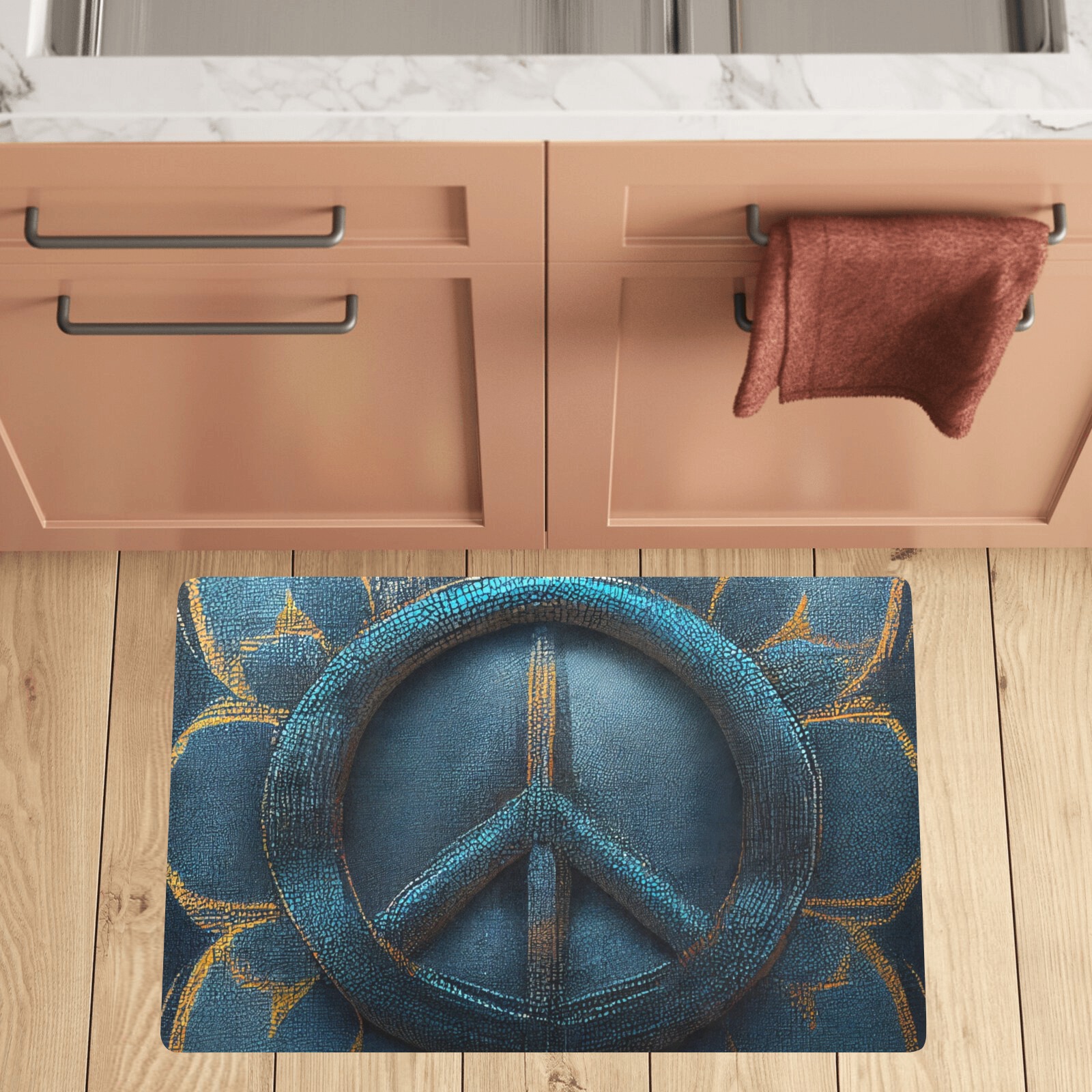 blue peace Kitchen Mat 32"x20"