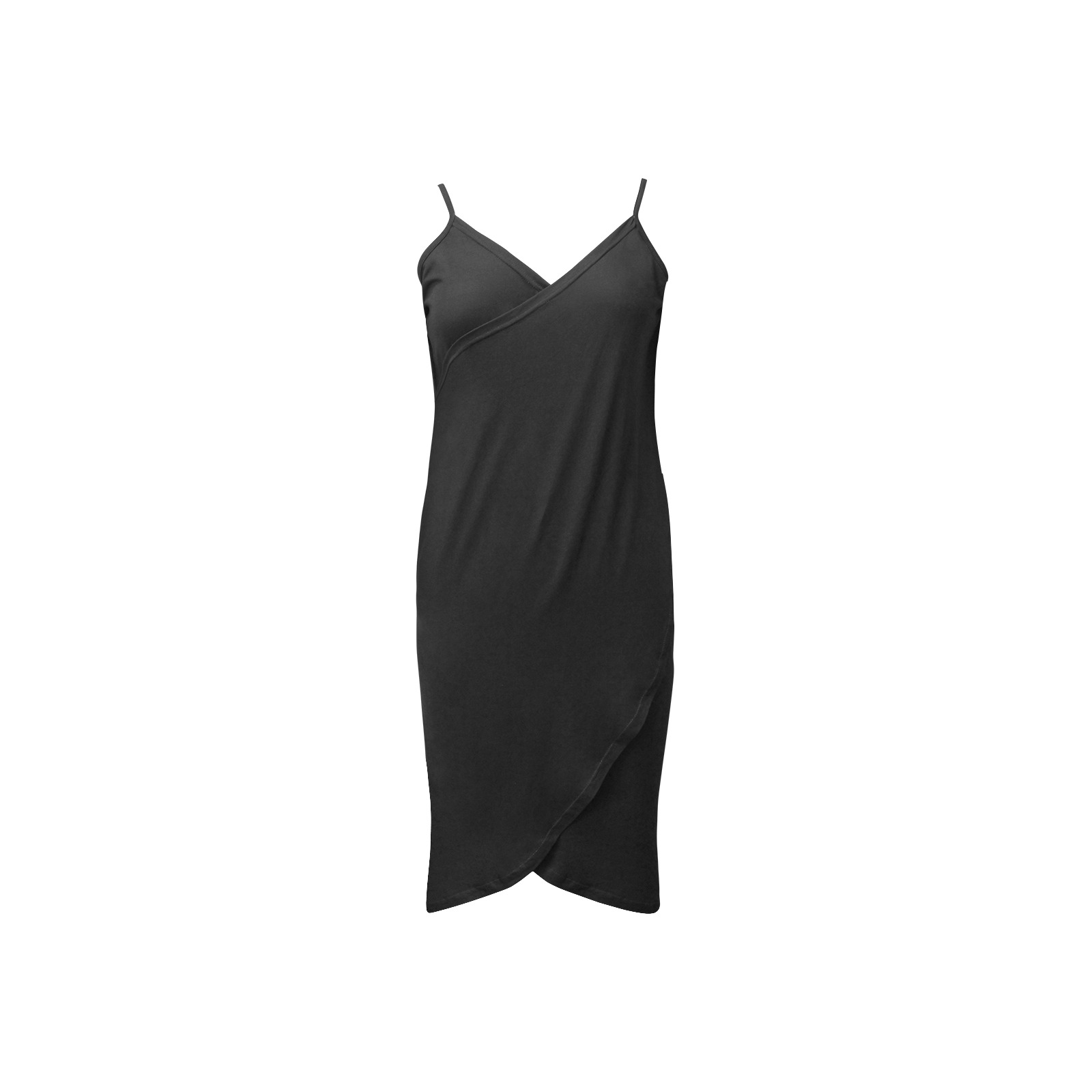 Black Spaghetti Strap Backless Beach Cover Up Dress (Model D65) ID