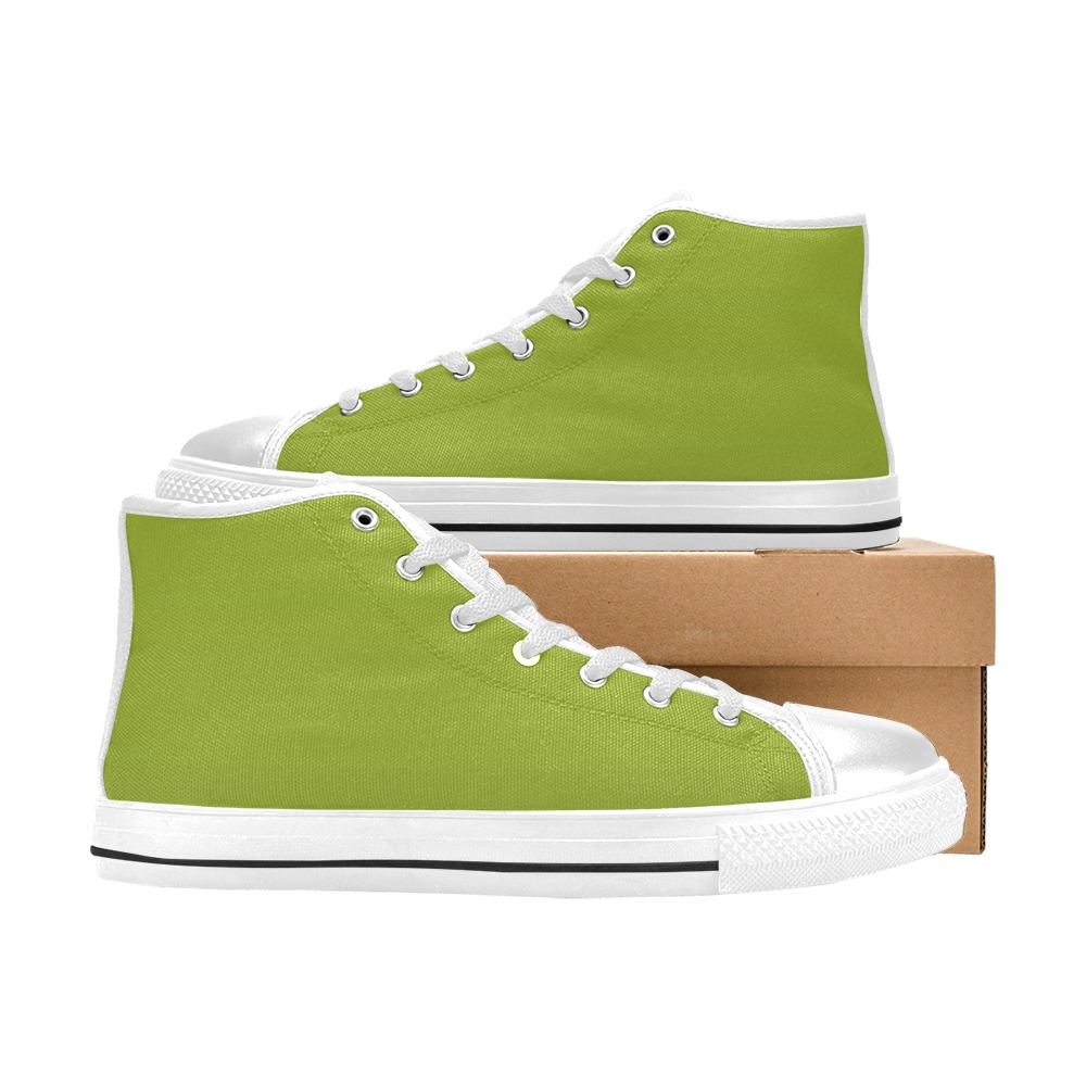 yel ow wht Men’s Classic High Top Canvas Shoes (Model 017)