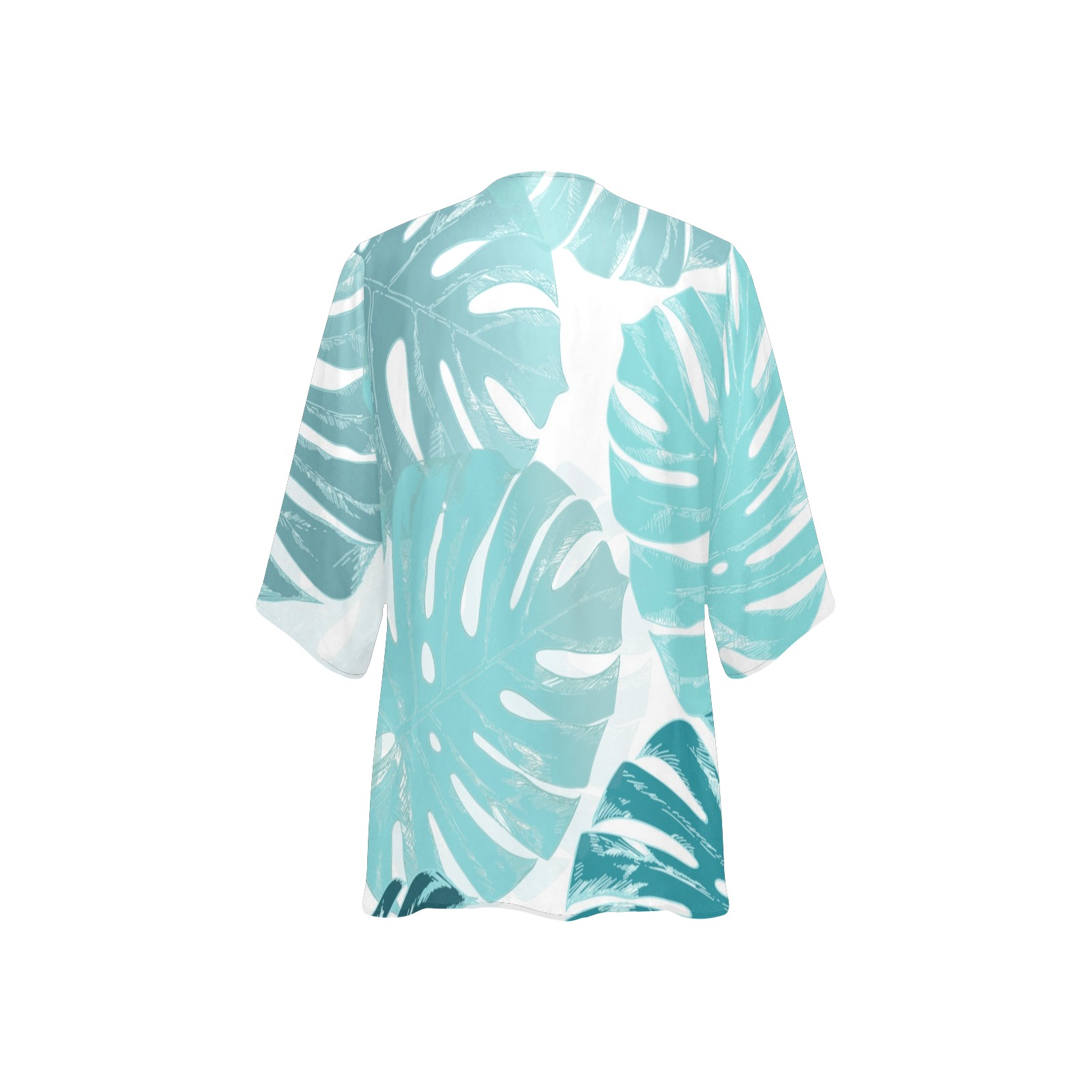 Blue romance Women's Kimono Chiffon Cover Ups (Model H51)