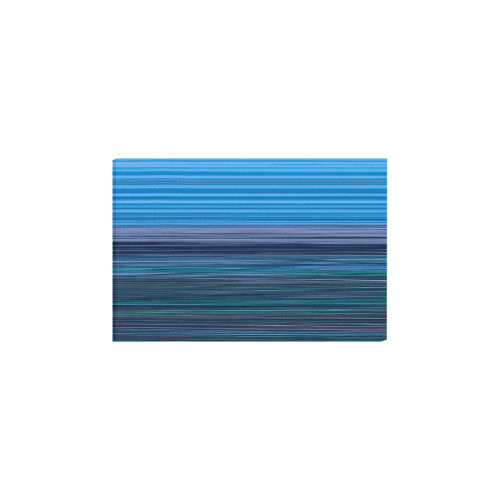Abstract Blue Horizontal Stripes Frame Canvas Print 30"x20"