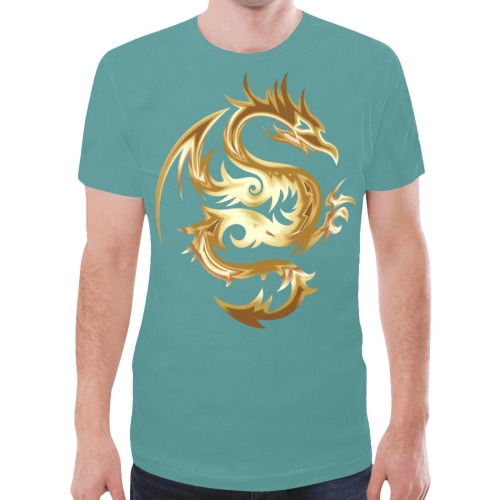 Golden Dragon Jade Green New All Over Print T-shirt for Men (Model T45)