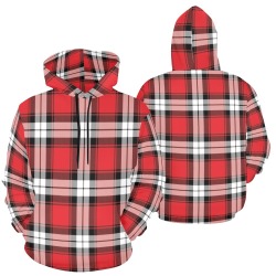 Red Plaid All Over Print Hoodie for Men (USA Size) (Model H13)