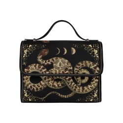 Serpent Satchel Bag Waterproof Canvas Bag-Black (All Over Print) (Model 1641)