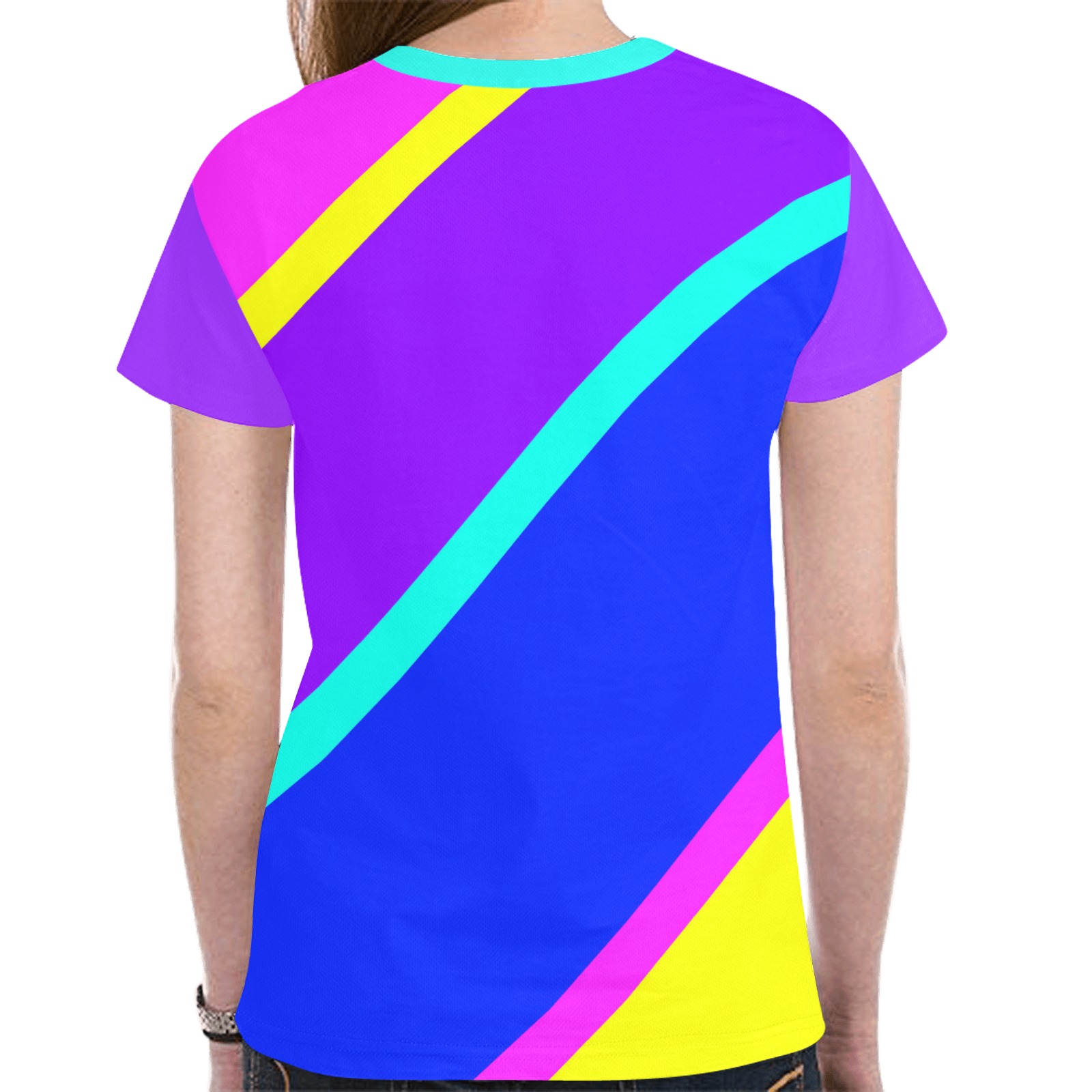 Bright Neon Colors Diagonal New All Over Print T-shirt for Women (Model T45)