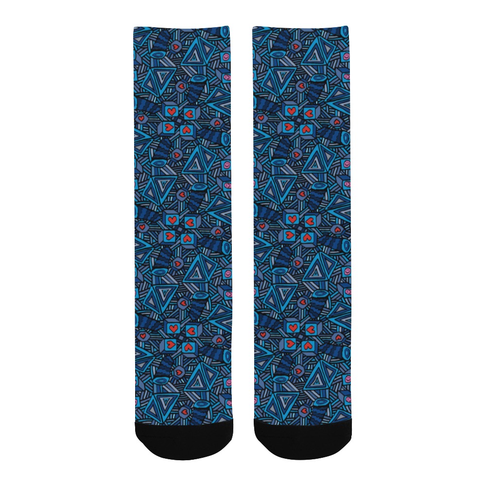 Blue Doodles - Hearts And Smiles Men's Custom Socks