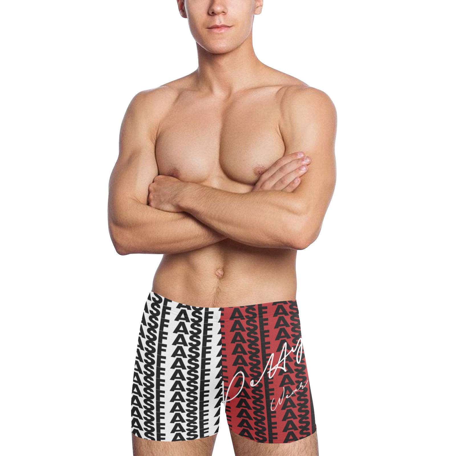 ASF Red/White swim trunks Men's Swimming Trunks (Model L60)