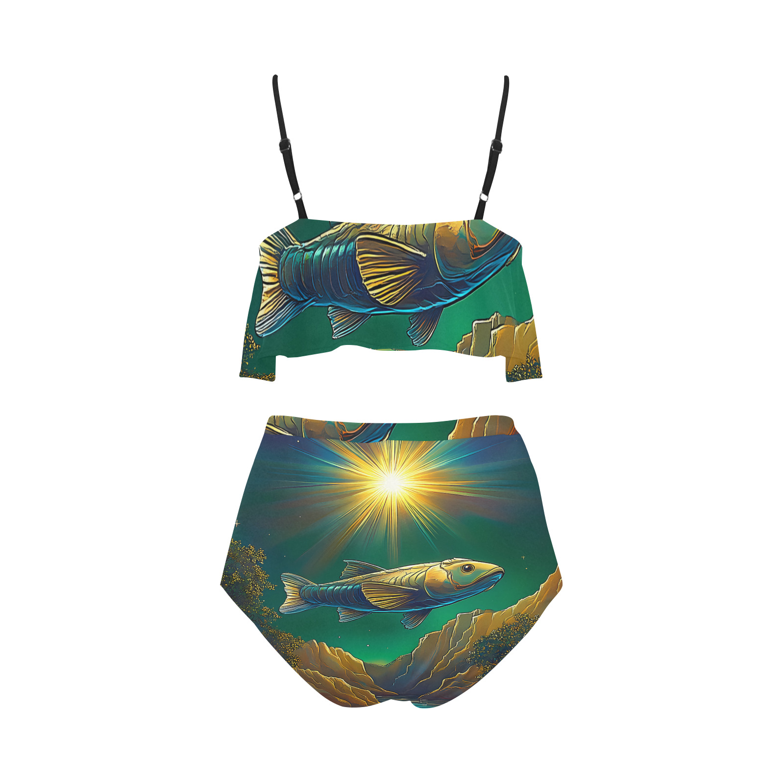 Celestial Swim High Waisted Ruffle Bikini Set (Model S13)