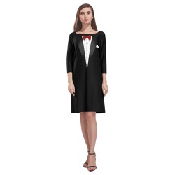 Tuxedo Costume Rhea Loose Round Neck Dress(Model D22)