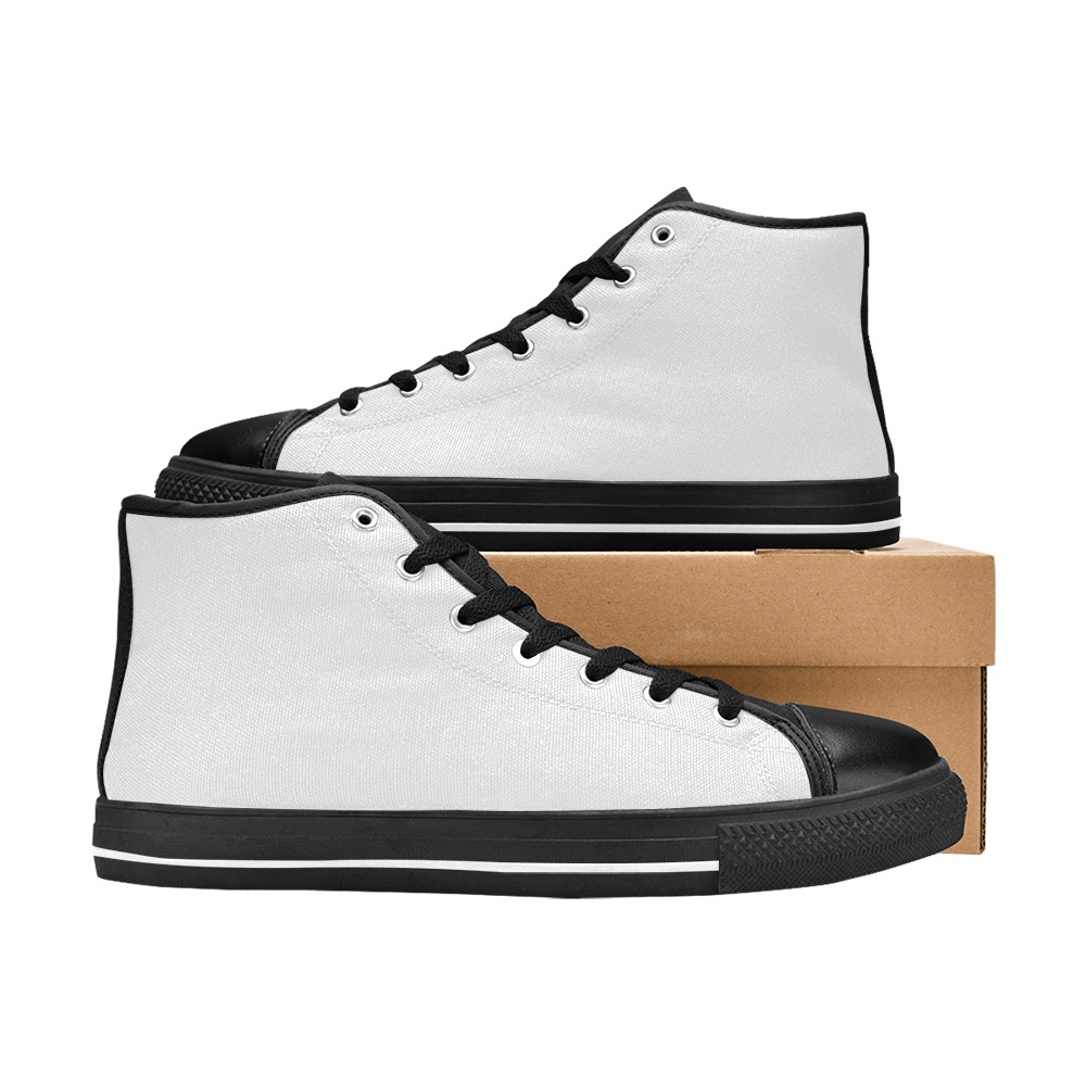 WHITE Women's Classic High Top Canvas Shoes (Model 017)