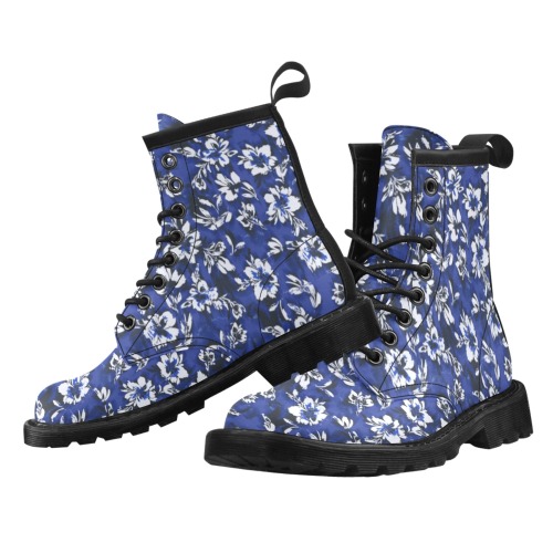 Flowery distortion mosaic Women's PU Leather Boots (Model 402H)