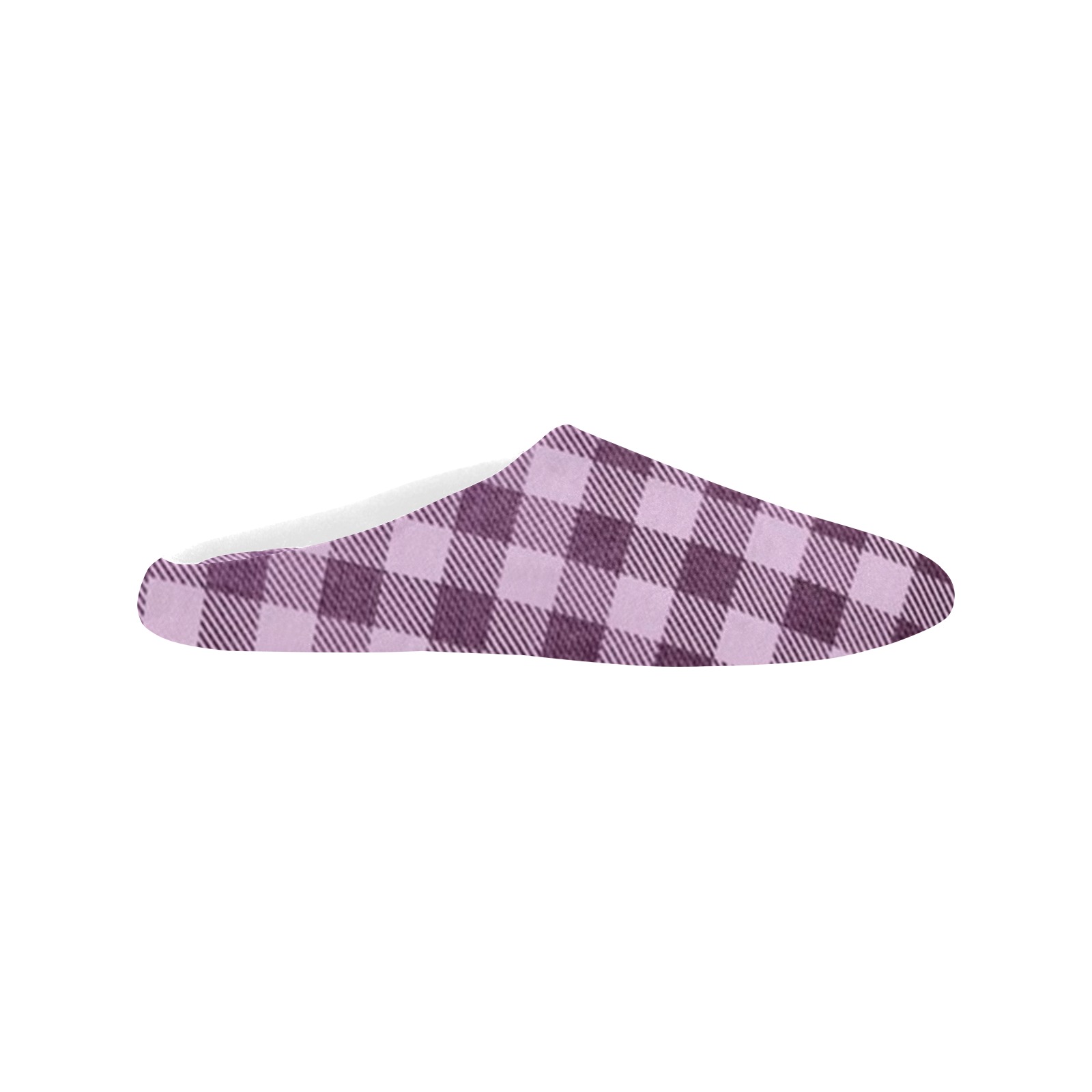 Pastel Rose Plaid Women's Non-Slip Cotton Slippers (Model 0602)