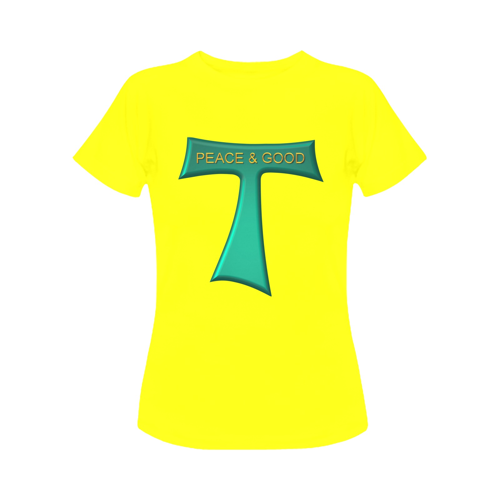 Franciscan Tau Cross Peace and Good Green Steel Metallic Women's Classic T-Shirt (Model T17）