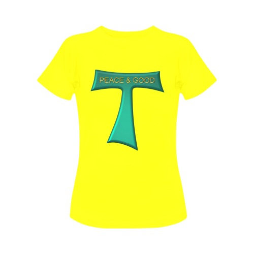 Franciscan Tau Cross Peace and Good Green Steel Metallic Women's Classic T-Shirt (Model T17）