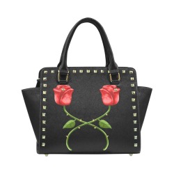 bolso de mano con rosas rojas Rivet Shoulder Handbag (Model 1645)