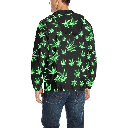 Neon Green Pot All Over Print Quilted Windbreaker for Men (Model H35)