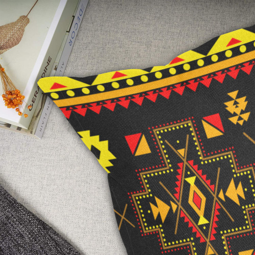 Aborigine Native Ethnic Pattern Linen Zippered Pillowcase 18"x18"(One Side&Pack of 2)