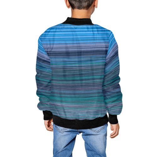 Abstract Blue Horizontal Stripes Kids' All Over Print Bomber Jacket (Model H40)
