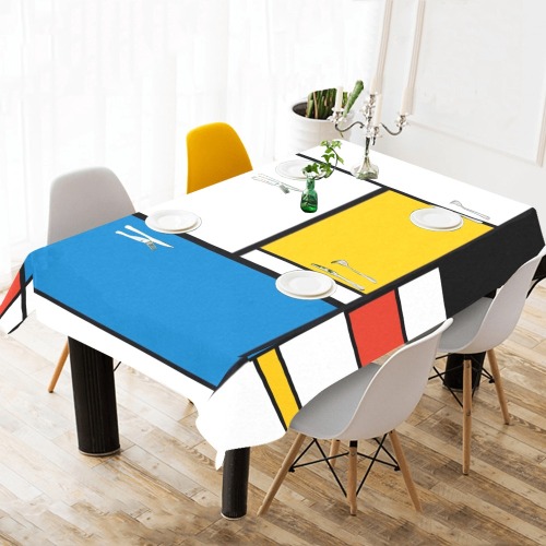 Mondrian De Stijl Modern Cotton Linen Tablecloth 60"x120"
