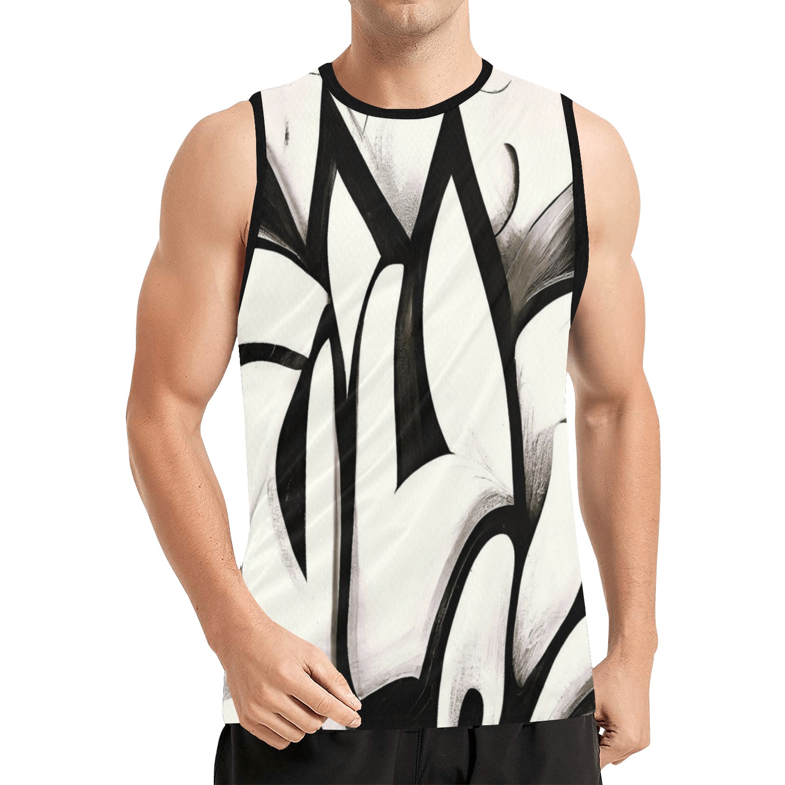 black and white graffiti style All Over Print Basketball Jersey