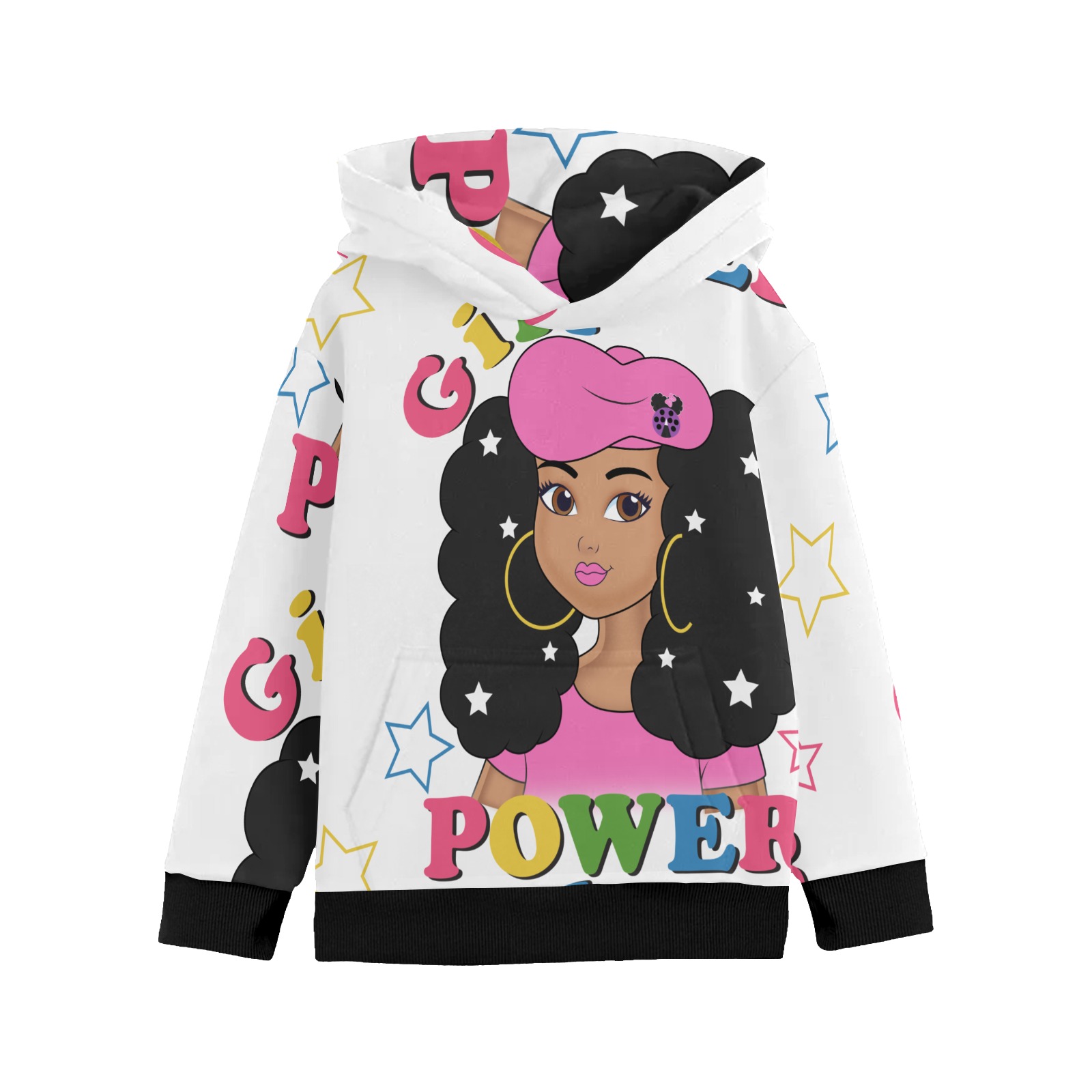 girl power Big Girls' Long Sleeve Hoodie (Model H57)