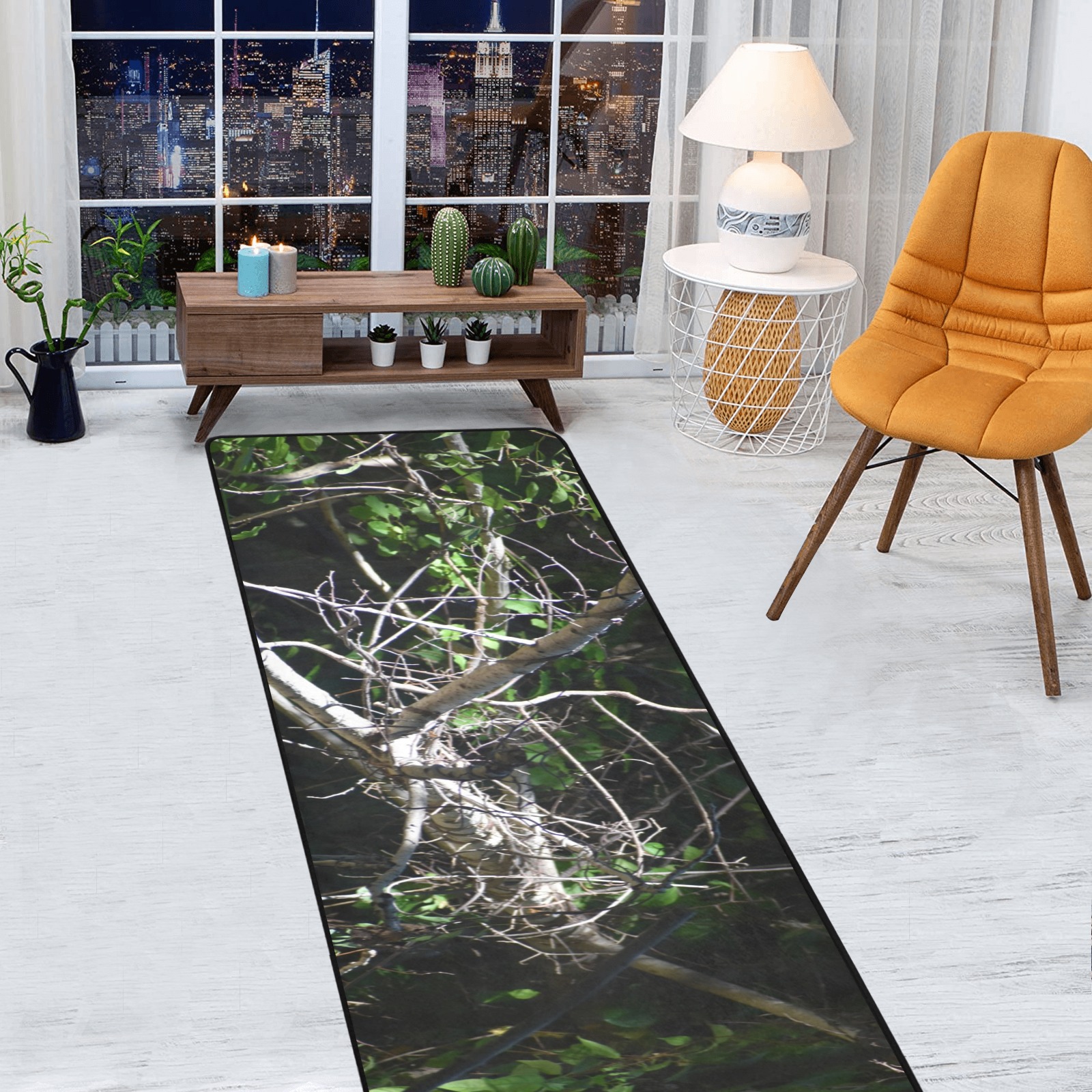 a moment of light Area Rug with Black Binding 9'6''x3'3''