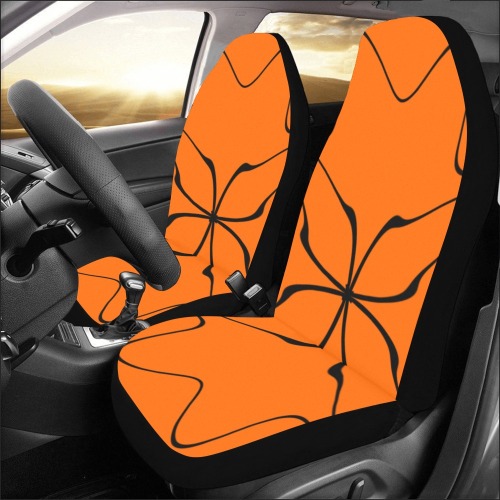 Black InterlockingCircles Starred Orange Car Seat Covers (Set of 2)