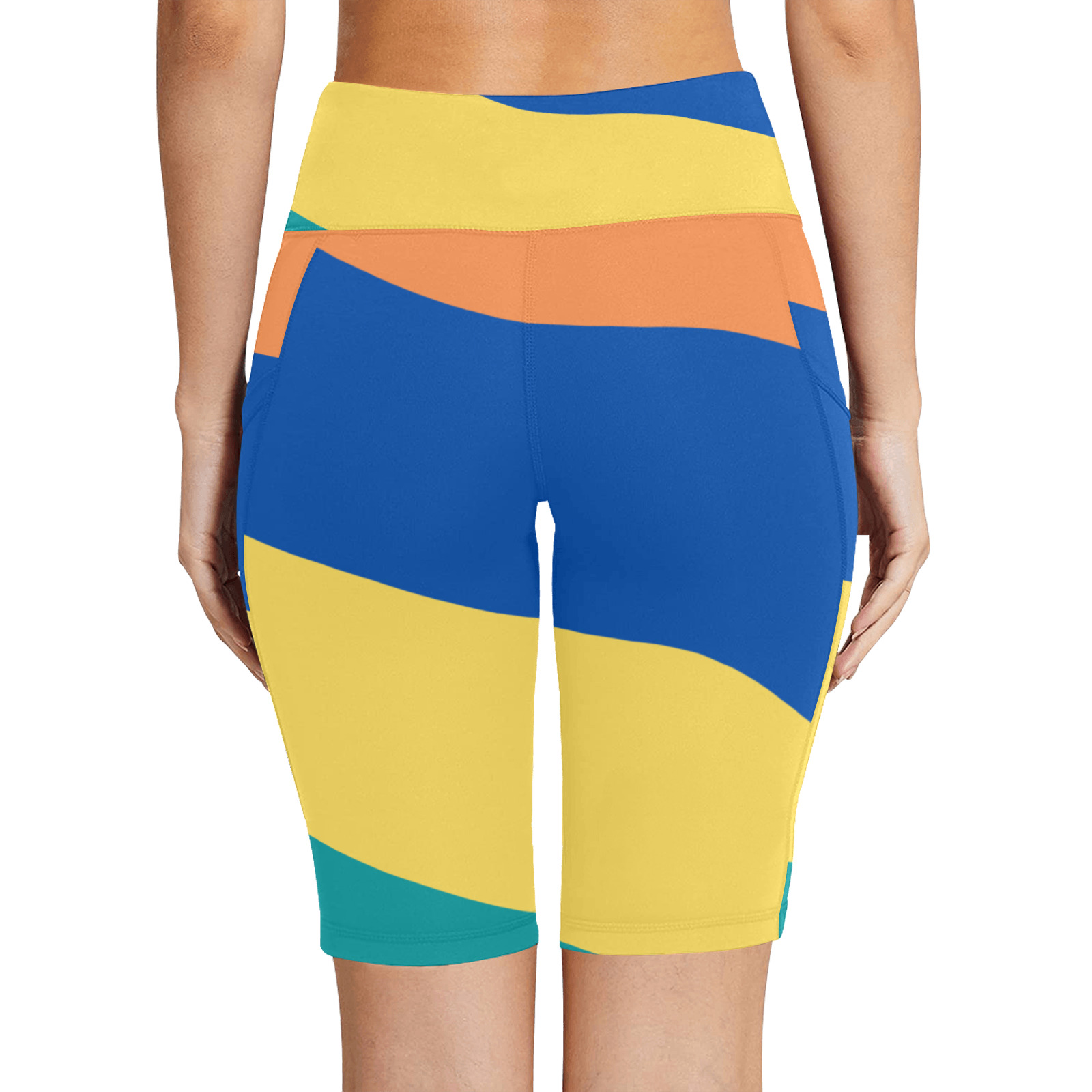 colorful wave shorts Women's Workout Half Tights (Model L42)