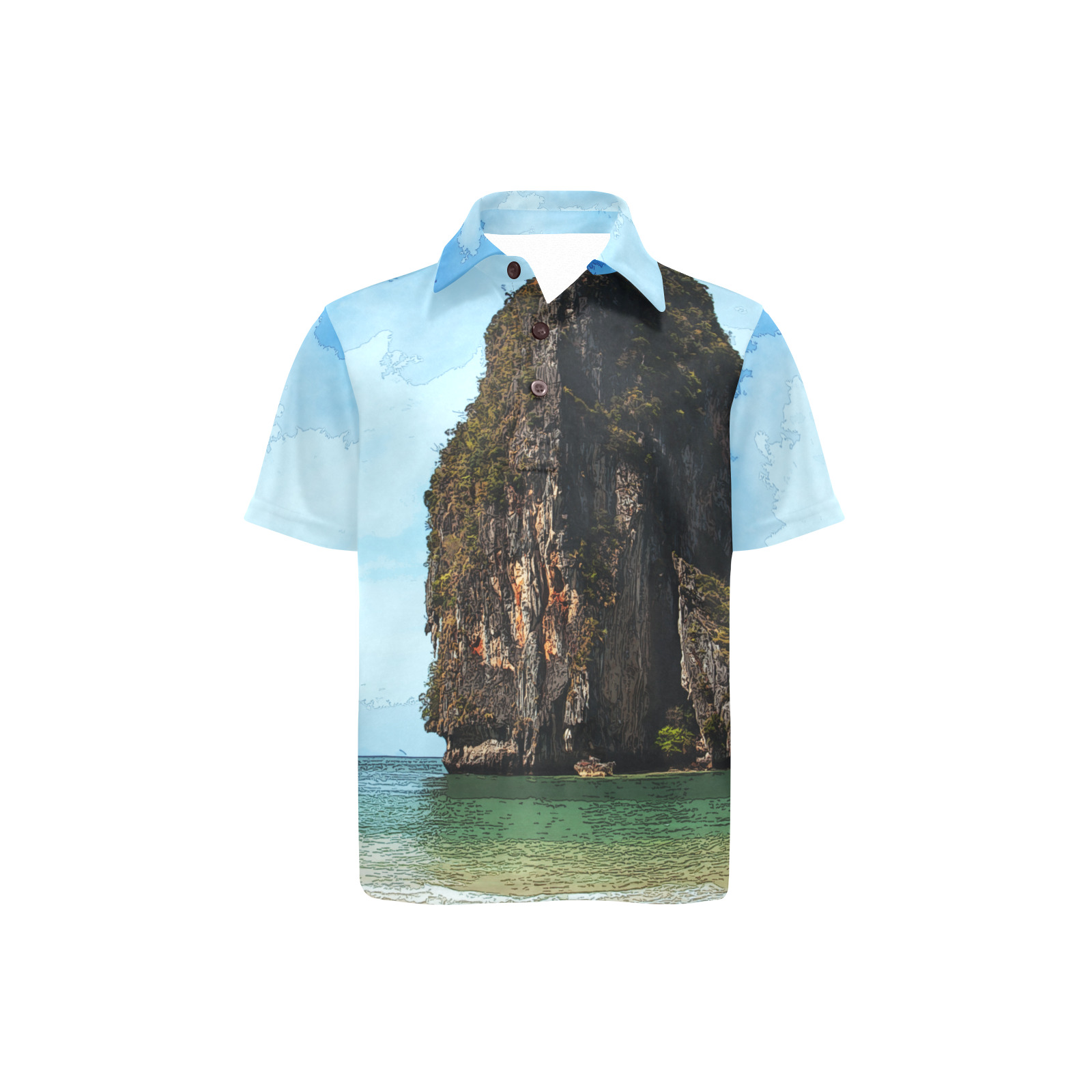 Phra-Nang Krabi Thailand Big Boys' All Over Print Polo Shirt (Model T55)