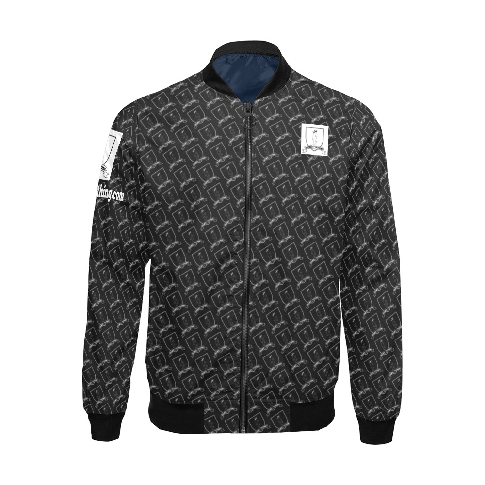DIONIO Clothing - Black & White Lightning Shield Bomber Jacket All Over Print Bomber Jacket for Men (Model H19)