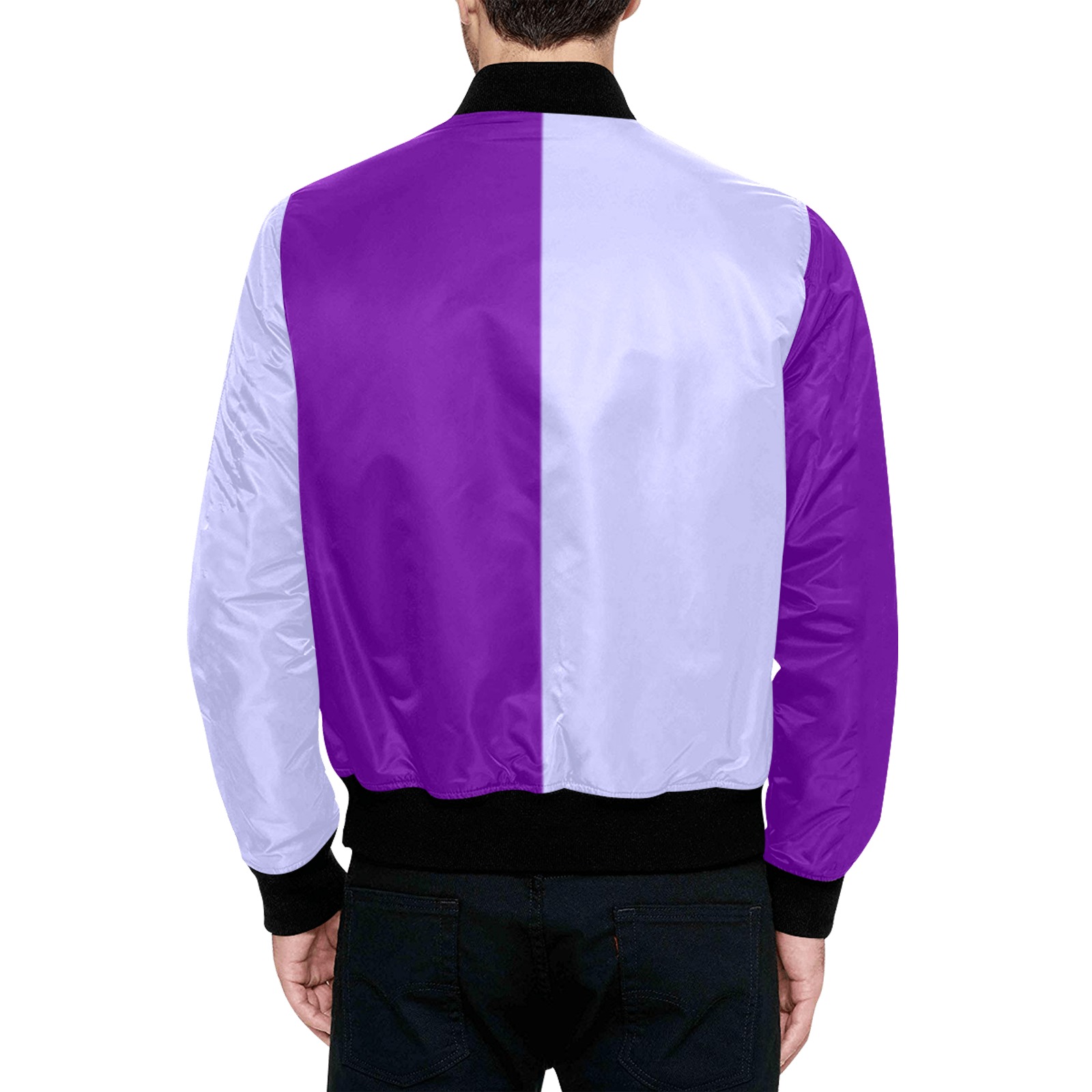 purplelavenderhalf2 All Over Print Quilted Bomber Jacket for Men (Model H33)