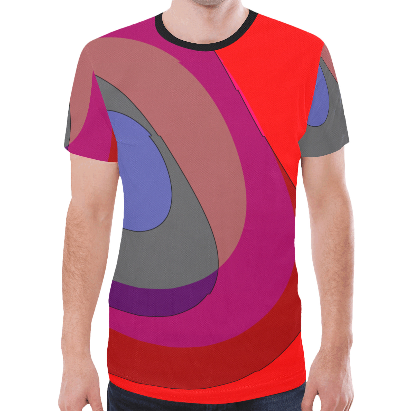 Red Abstract 714 - retro 1970's vibes New All Over Print T-shirt for Men (Model T45)