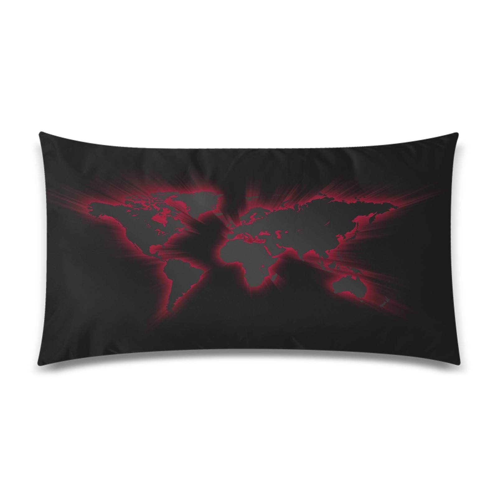 Red Black Map Rectangle Pillow Case 20"x36"(Twin Sides)