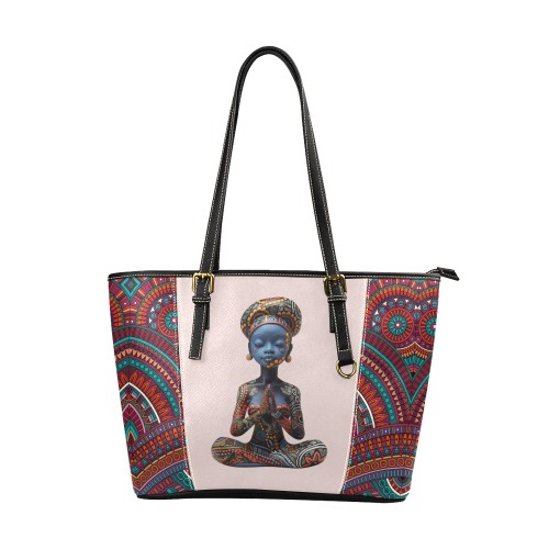 Tribal Art 1 Leather Tote Bag/Large (Model 1640)