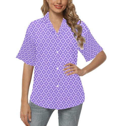 Purple Floral Hawaiian SHirt All Over Print Hawaiian Shirt for Women (Model T58)